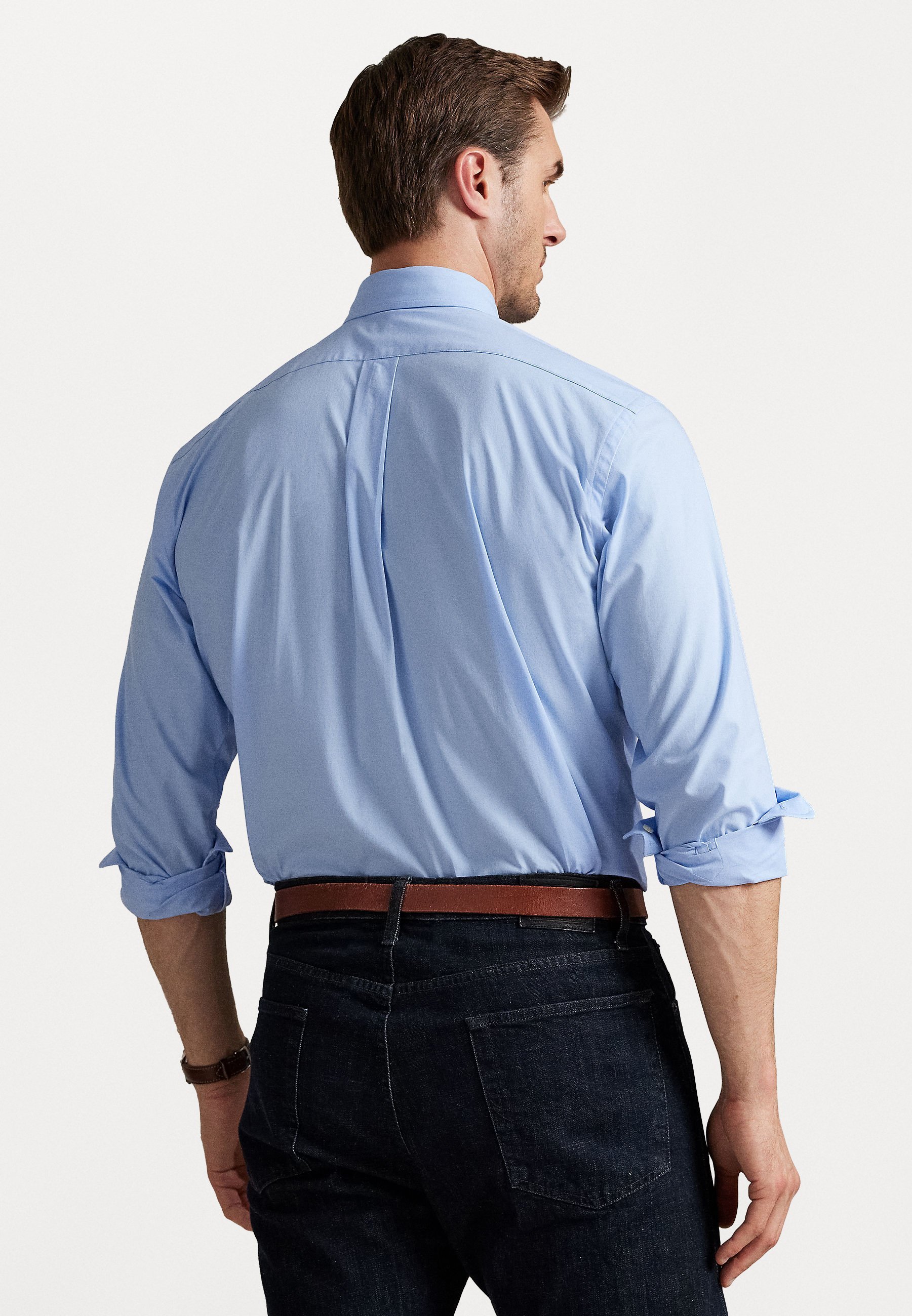 Camicia Polo Ralph Lauren Big & Tall in popeline elasticizzato - Blu Austin