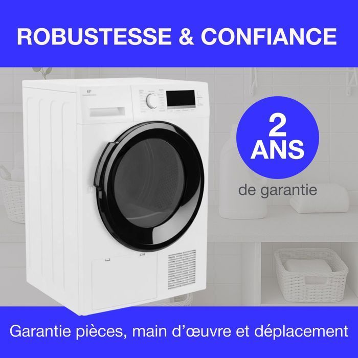 Sèche-linge pompe à chaleur CONTINENTAL EDISON CESL8PCWD - 8 kg - 60 cm - Classe D - Blanc