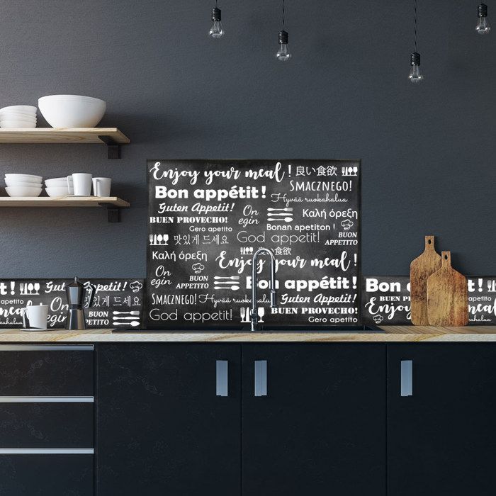 ENJOY zelfklevende aluminium spatwand - 90x70 cm - Zwart-wit - Zelfklevende achterkant - Achterwand voor afzuigkap