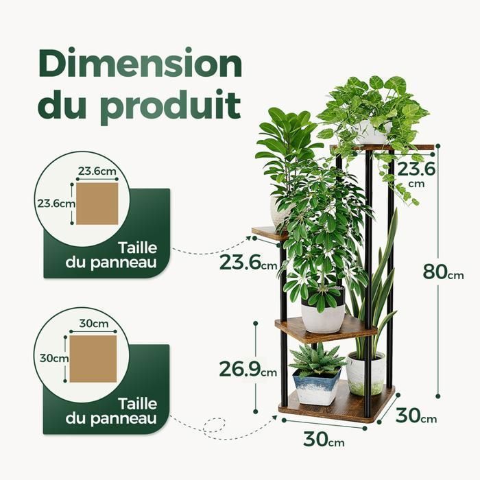 Plant Stand - Bamworld - 4-Tier Plant Shelf - Suitable for Living Room, Bedroom, Balcony, etc. - Brown
