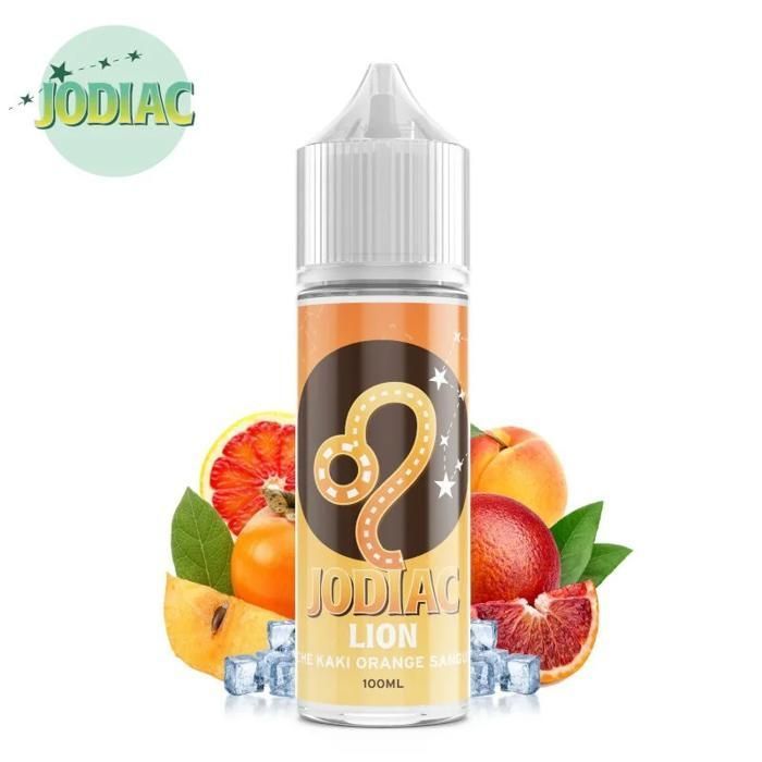 Lion e-liquid (Perzik, Kaki, Bloedsinaasappel, Fris) Jodiac 100ml + 4 nicotineboosters