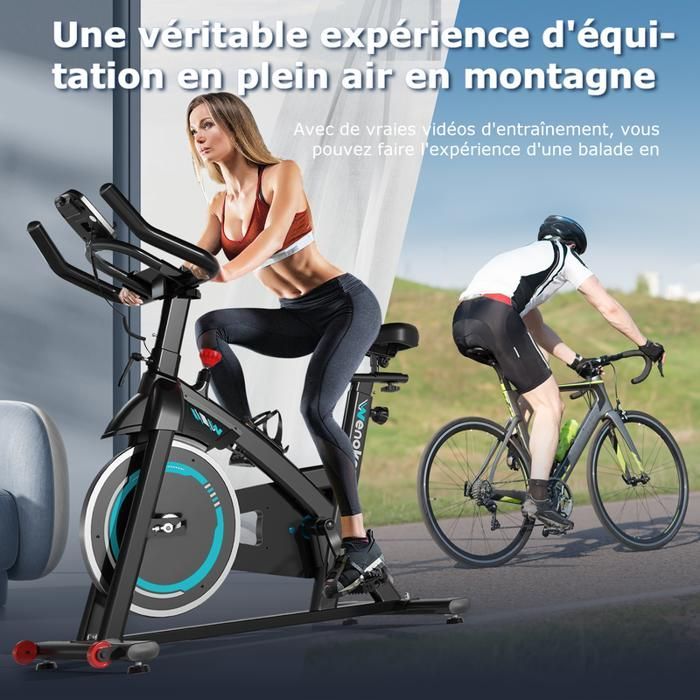 Vélo d'Appartement avec APP - Silencieux avec Résistance Magnétique Réglable - Ecran LCD - Pour Entraînement Cardio – Capacité150KG