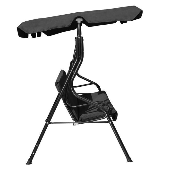 Giantex Balancelle de Jardin 3 Places avec Toile Imperméable Structure en Acier Pulvérisé Grand Confort en Plein Air Noir