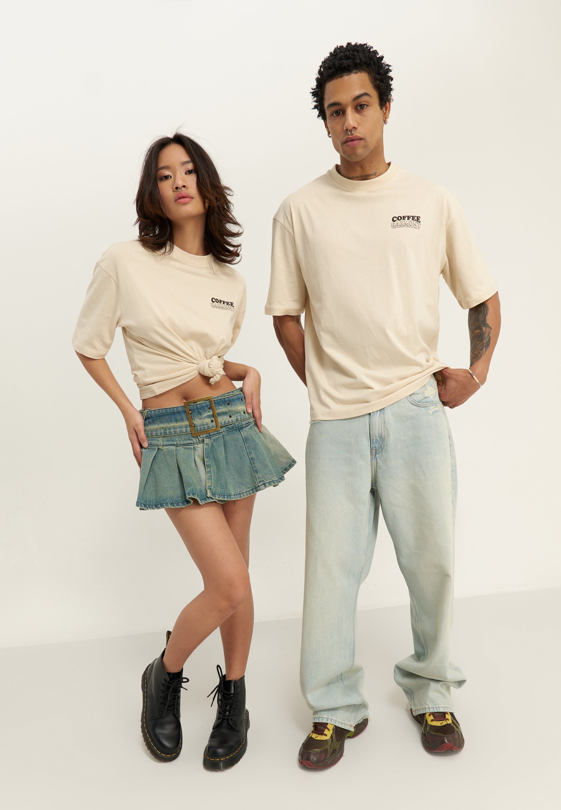 YOURTURN UNISEX - T-shirt stampata - beige