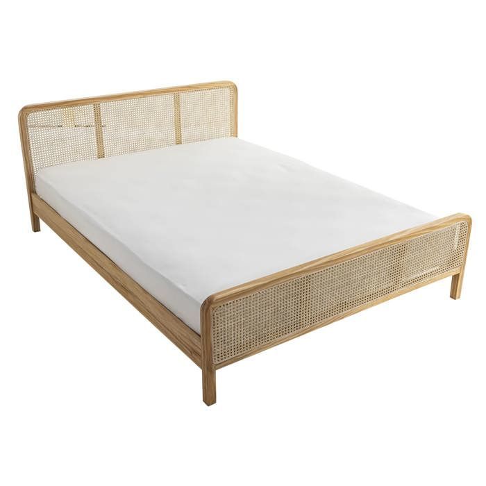 ANNA 140x190cm Letto matrimoniale per adulti in pino massello naturale con vera canna - LT17018 - Legno naturale - Terre de Nuit