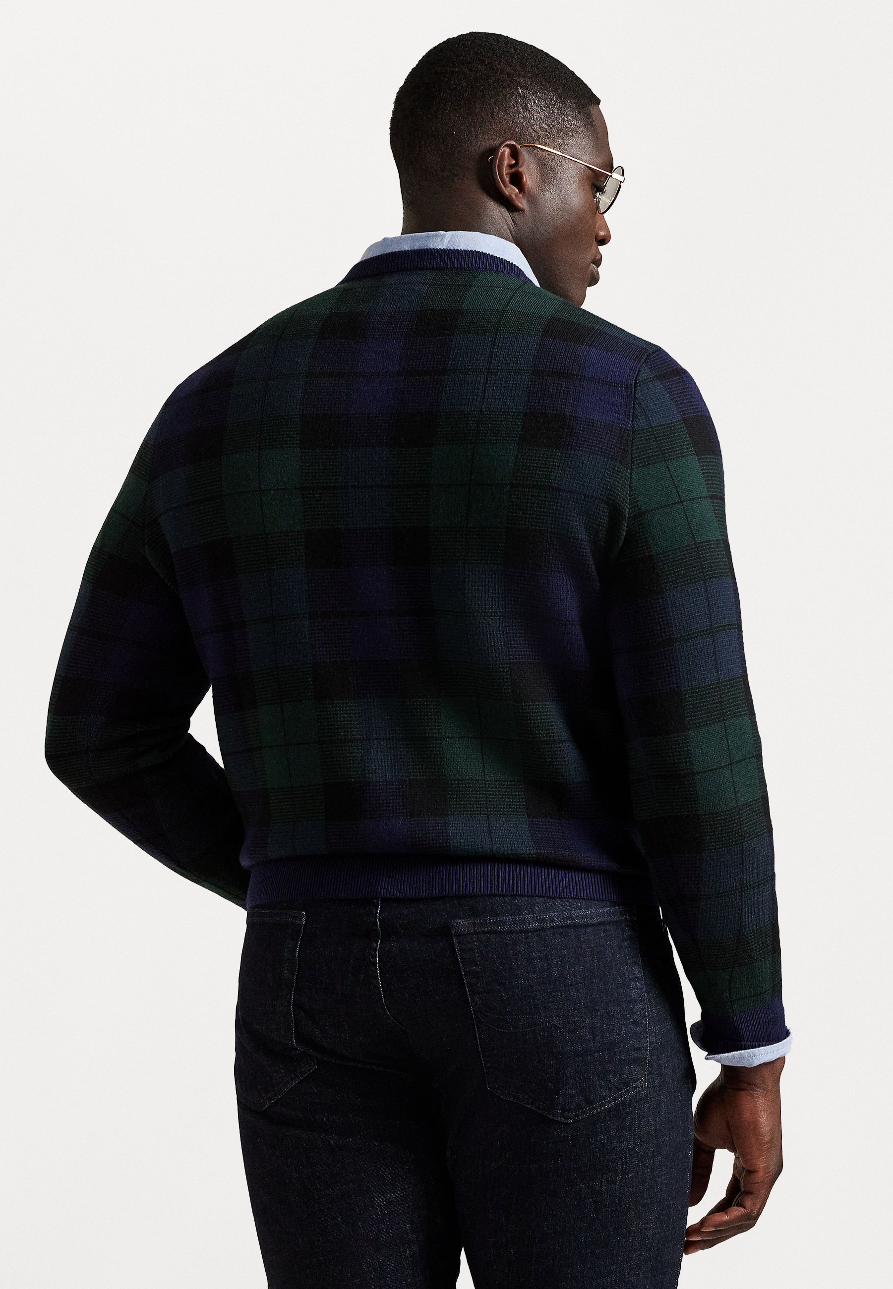 Polo Ralph Lauren Big & Tall geruite wasbare wollen trui - Trui - zwart