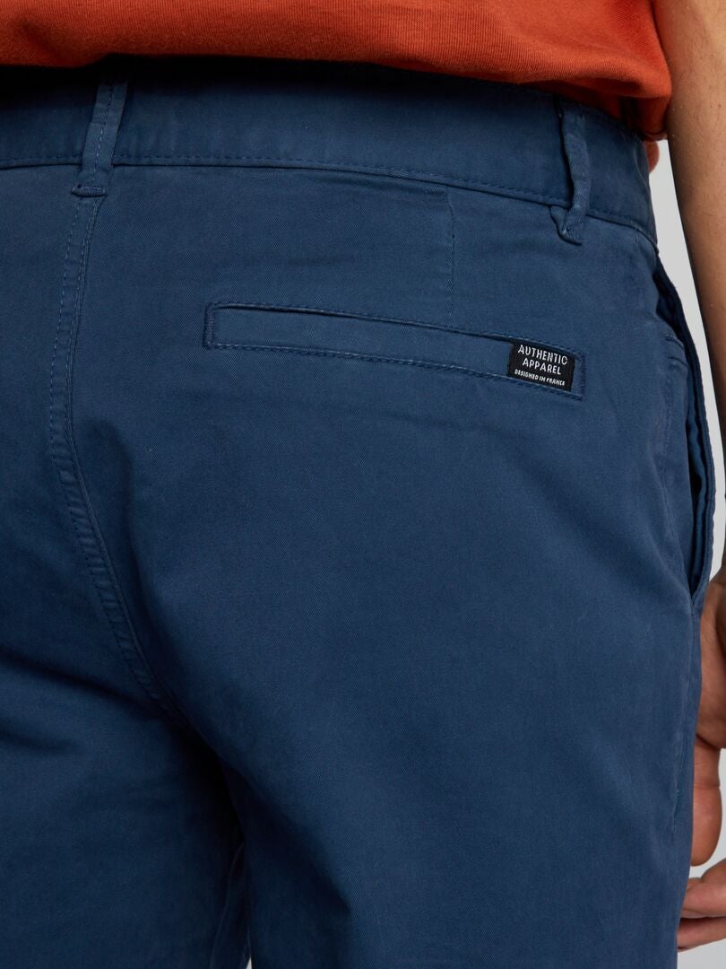 Calça chino de cor sólida - AZUL