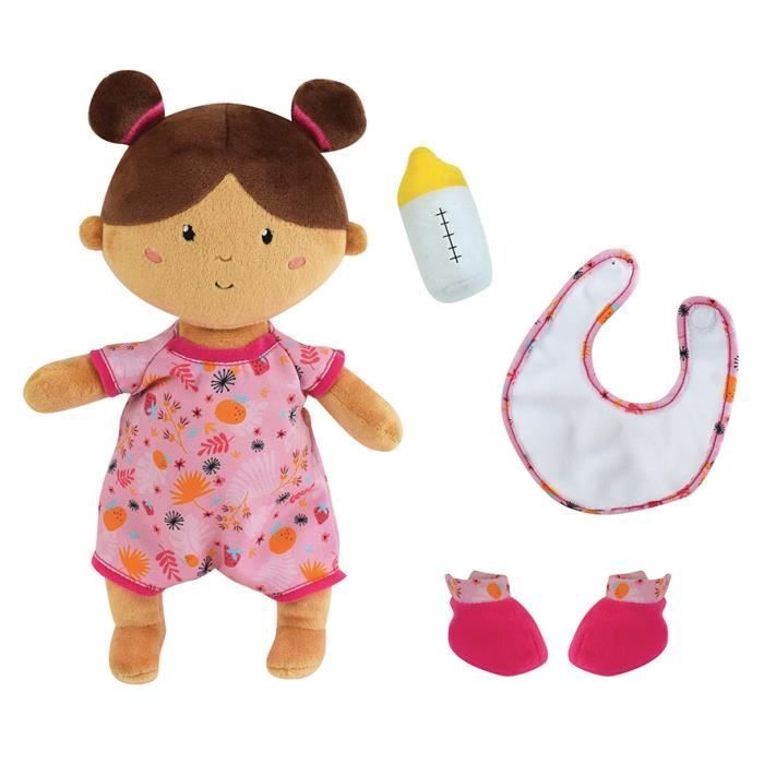 Poupon en peluche Jade 30cm - Rose - Accessoires inclus - Pour enfants à partir de 12 mois