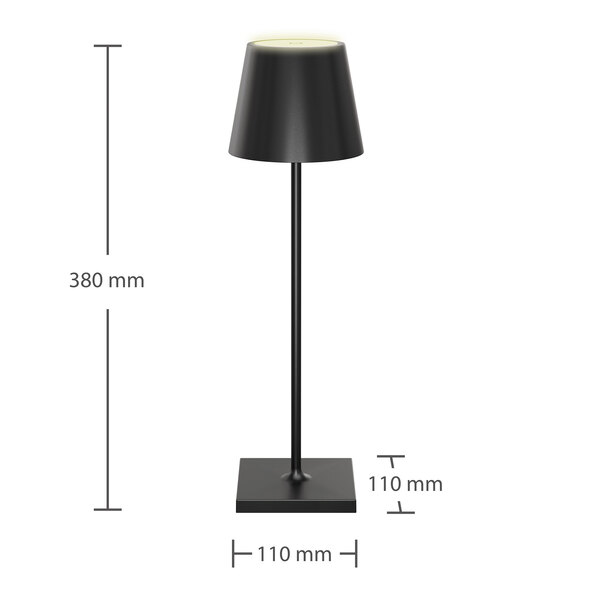 Lampă de masă inteligentă cu LED, alimentată cu baterii, Nolia, alb+color, negru