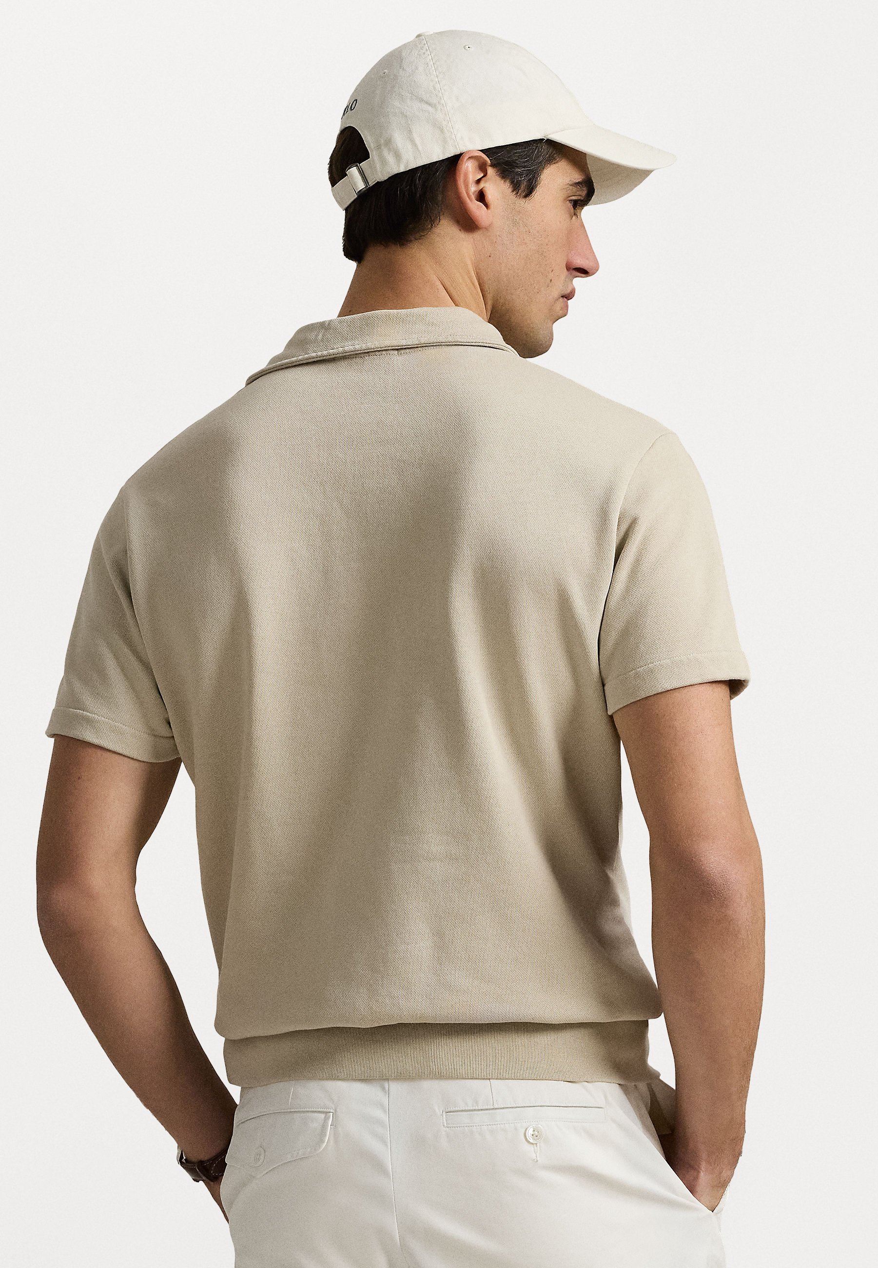 Polo Ralph Lauren sweatshirt met polokraag van fleece met lusrug - Poloshirt - steengoedgrijs