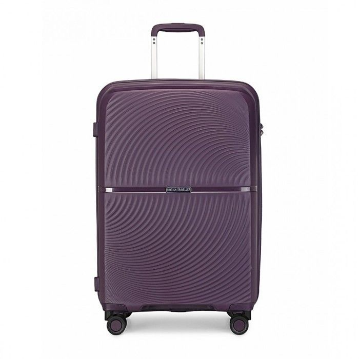 British Traveller Valise Cabine Rigide 55x40x22cm Valise en Polypropylène avec 4 Roulettes, Serrure TSA et Poignée Réglable, Violet
