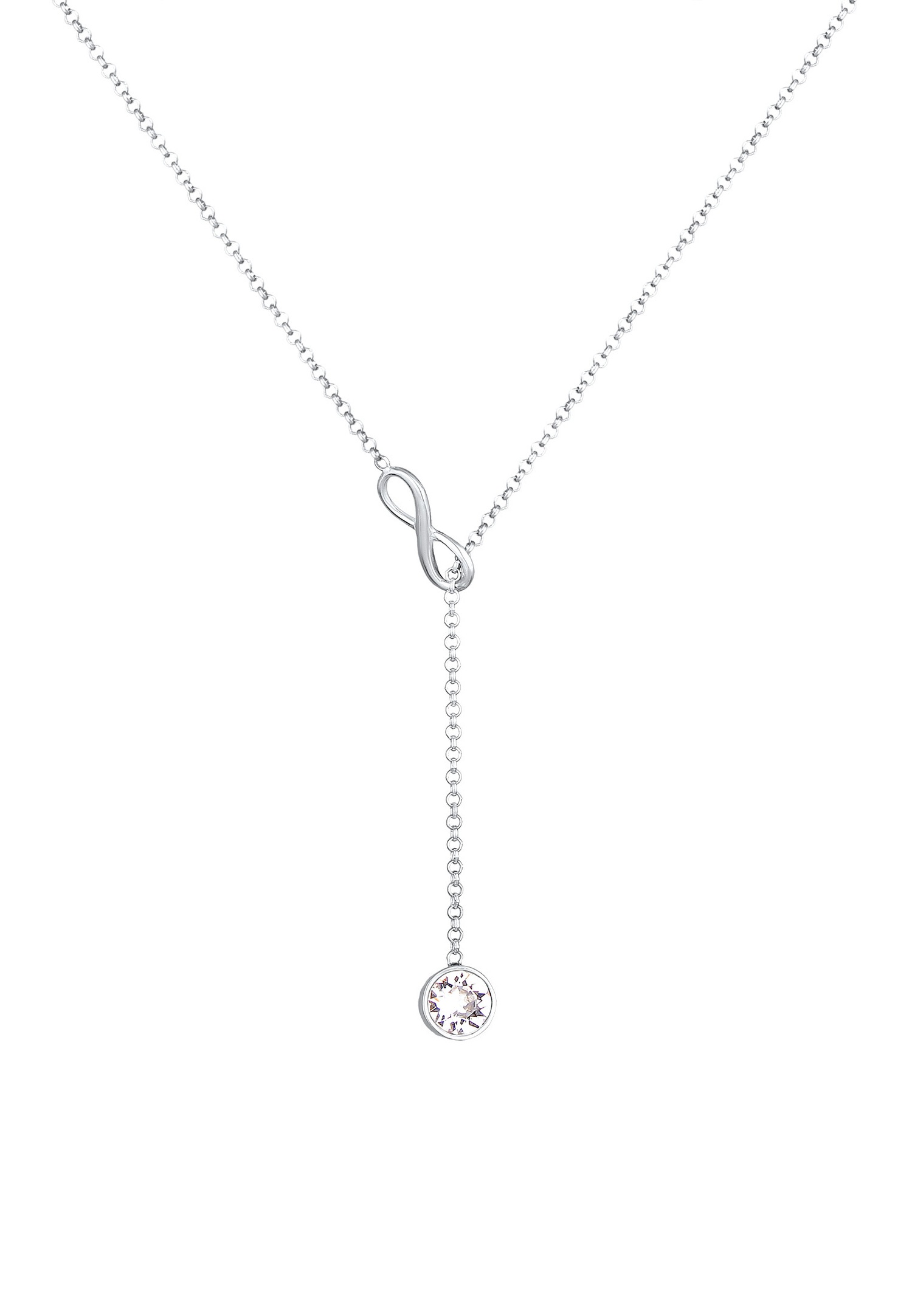 Elli Femmes Chaîne en Y solitaire pendentif Infinité avec cristal en argent sterling 925
