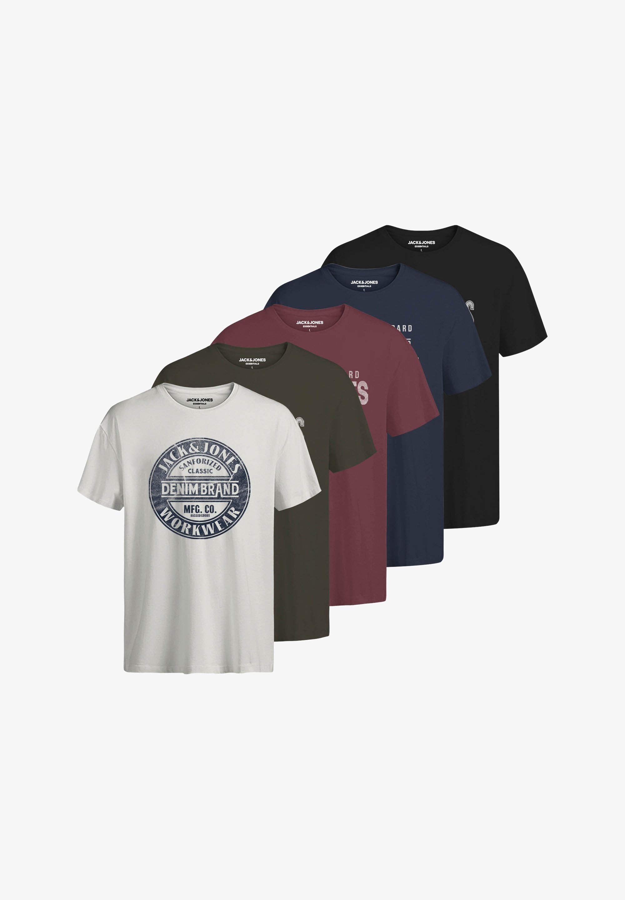 Tričko s potiskem Jack & Jones - vinegar wine pack:w rosin black clouddancer navyb