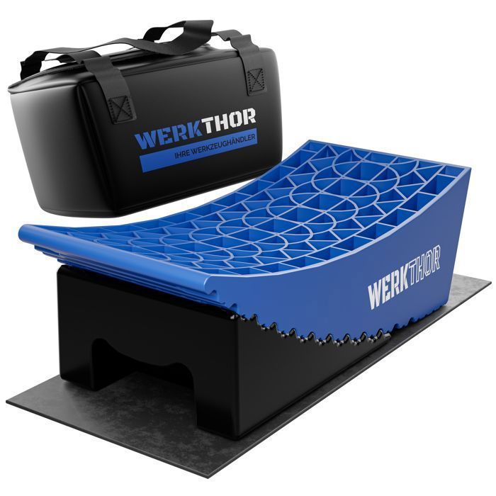 WERKTHOR Rampes de levage camping-car (Bleu) - Lot de 2 pièces | Jusqu’à 13,5 tonnes | Antidérapantes et robustes