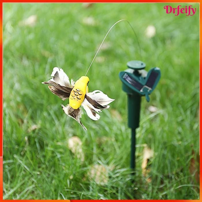 Gartendekoration – AKOZON – Schmetterling/Kolibri – Solarbetrieben – Echte Federflügel – Sonnenblumenstecker