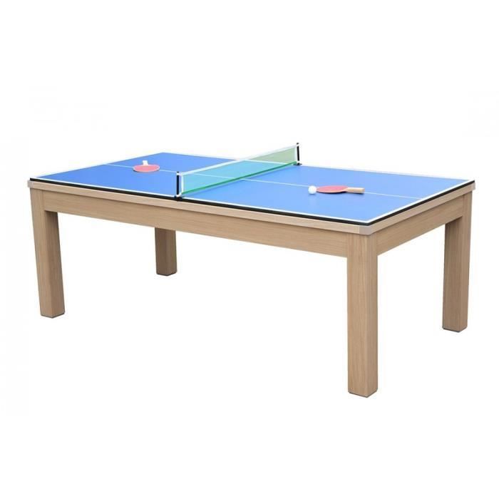 Meyer TableBillard - 6FT Convertible Dining Table/Billiard Table - Beech - Grey Cloth - 183 x 103 x 80.5 cm