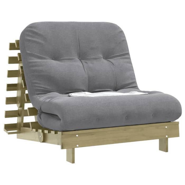 Sofá cama - Sofá cama futón con colchón de 80x206x11 cm, madera de pino impregnada 904717