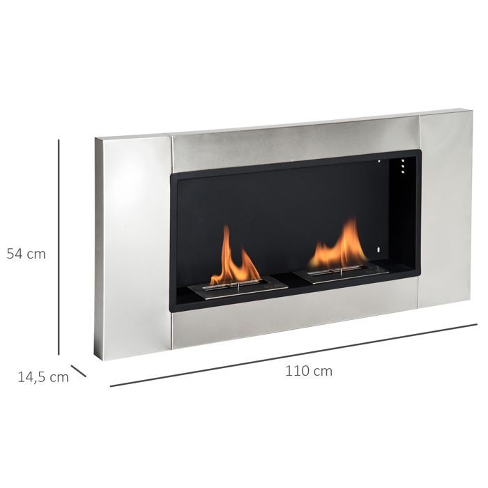 HOMCOM - Chimenea - Metal - 110x14,5x54cm - Gris