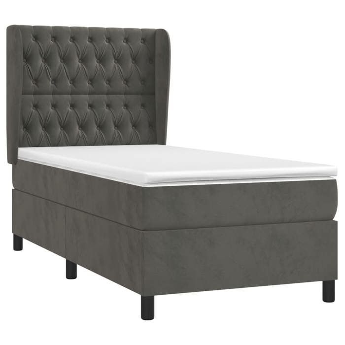 Rete a doghe e materasso - Maison Exclusive - Velluto grigio scuro - 80x200 cm - Massimo relax