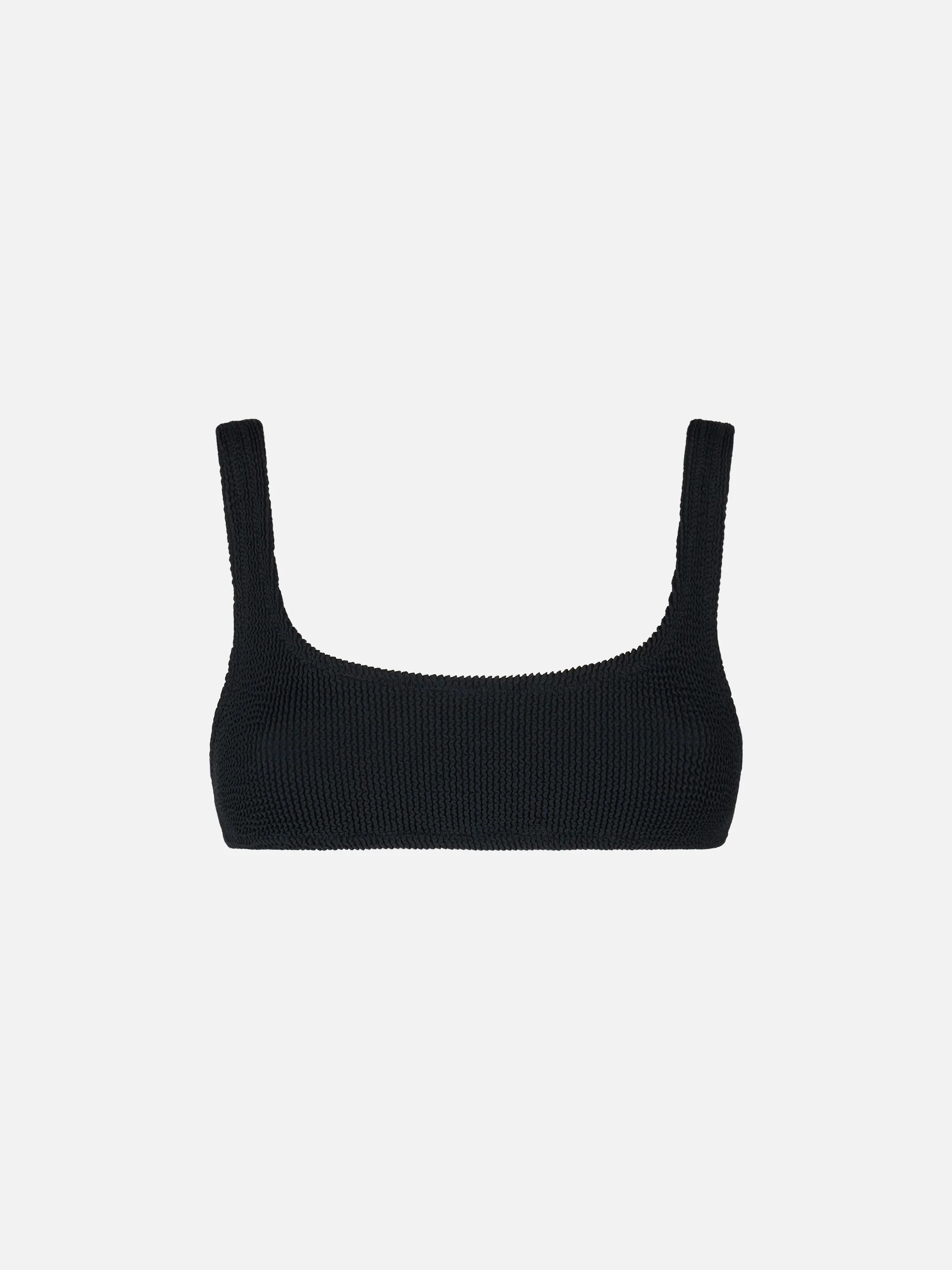 Schwarzer Crinkle-Bralette-Badeanzug für Damen