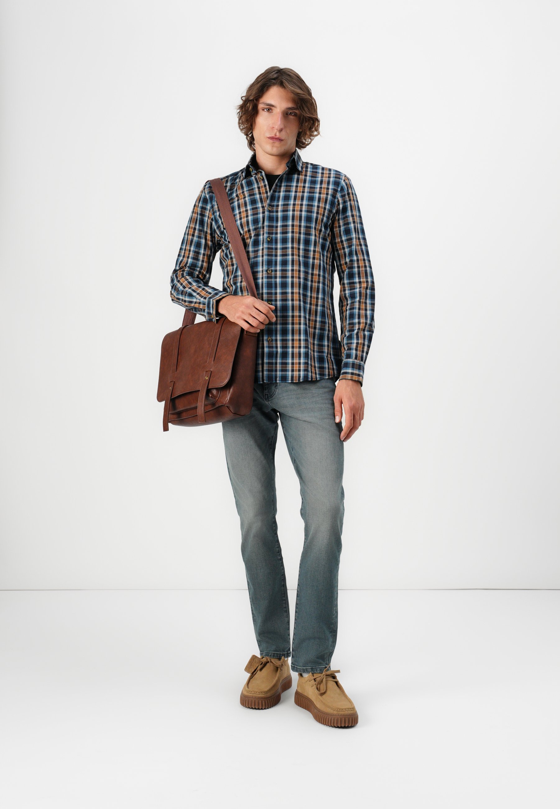 Camisa xadrez TOM TAILOR - azul marinho