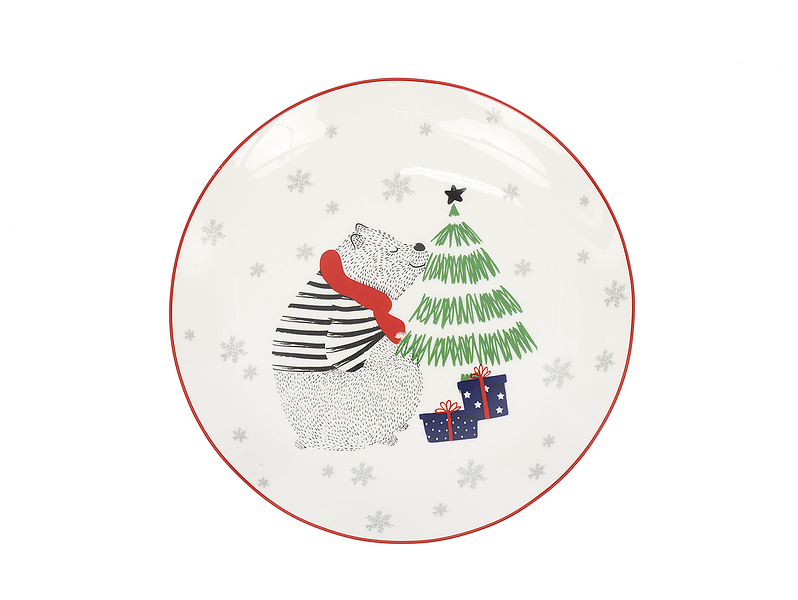 Talerz deserowy niedźwiadek Winter Friends porcelanowy wielokolorowy