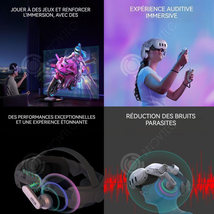 INNOVTEC VR Headset Headphones 22x19.2x8cm Head Strap Accessories Comfortable VR Strap with Separate Headphones and Hood