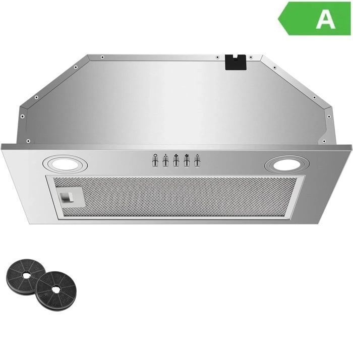 Built-in cooker hood 52cm, 300m³/h, 3 Speeds, Extraction & Recirculation, stainless steel cooker hood [Energy Class A]