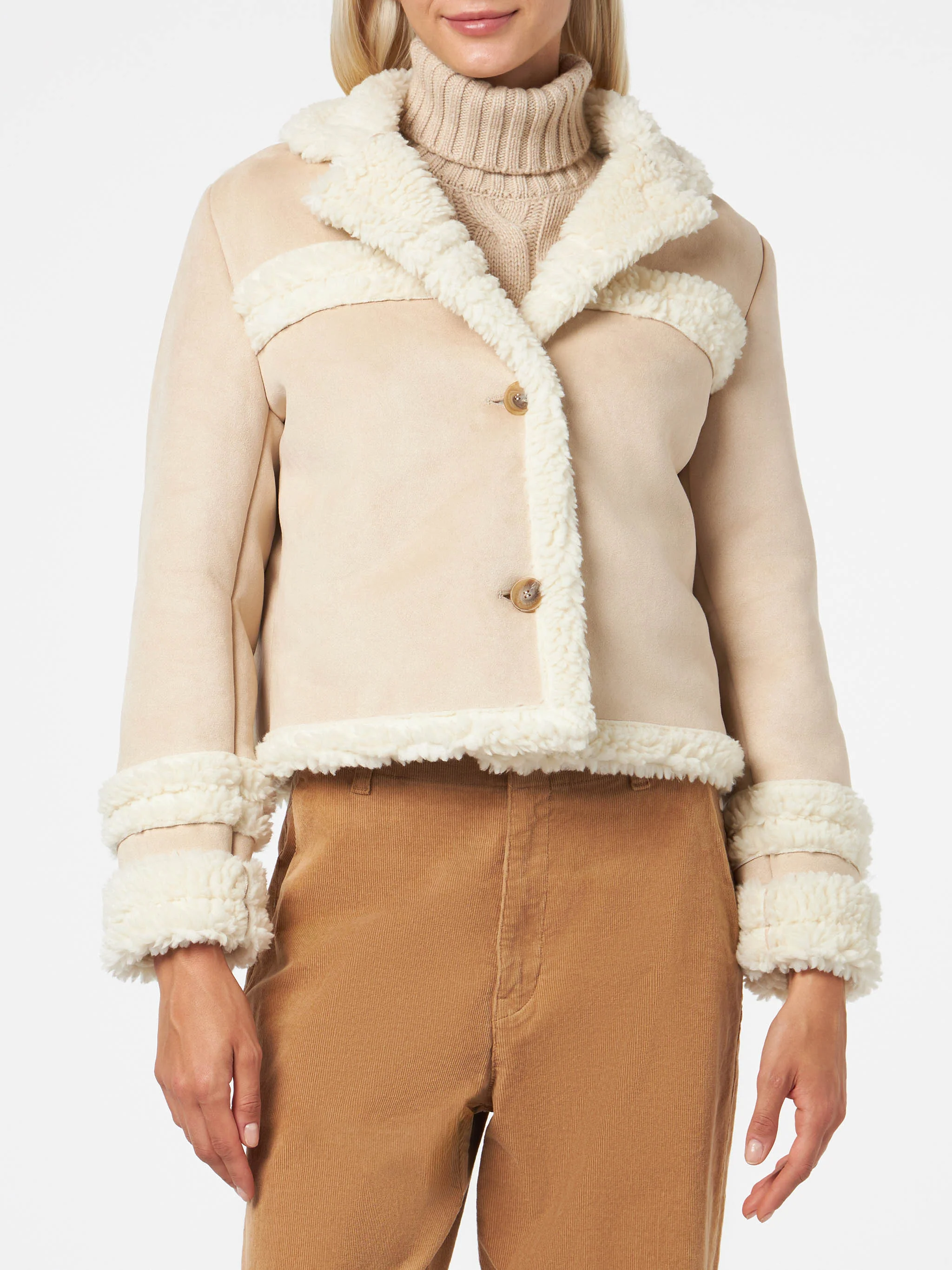 Dames korte shearlingjas