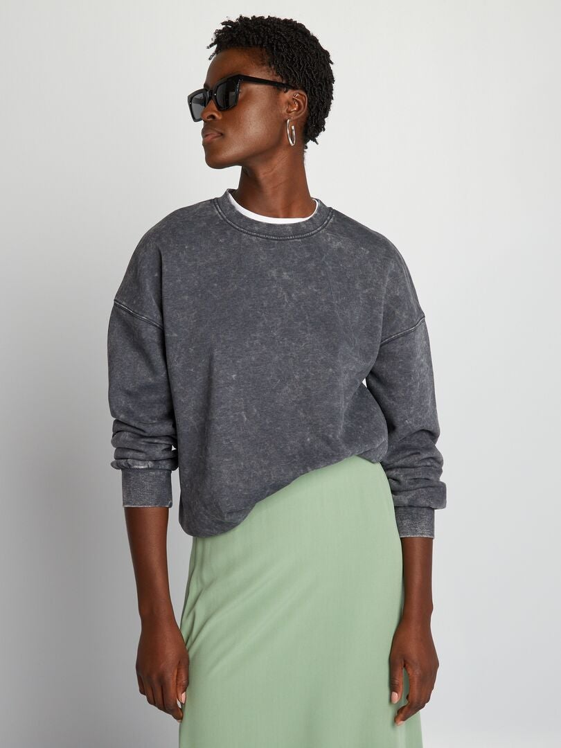 Oversized sweatshirt van fleecestof - zwart