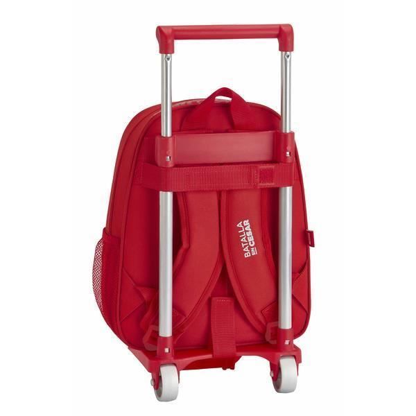 Mochila escolar com rodinhas - Real Sporting de Gijón - 705 - Vermelha - Poliéster - Com zíper
