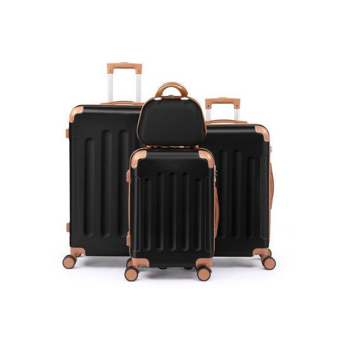 ALIGHTUP - Set di valigie da 4 pezzi | ABS | Valigia + Beauty case | Set di bagagli | Nero e marrone