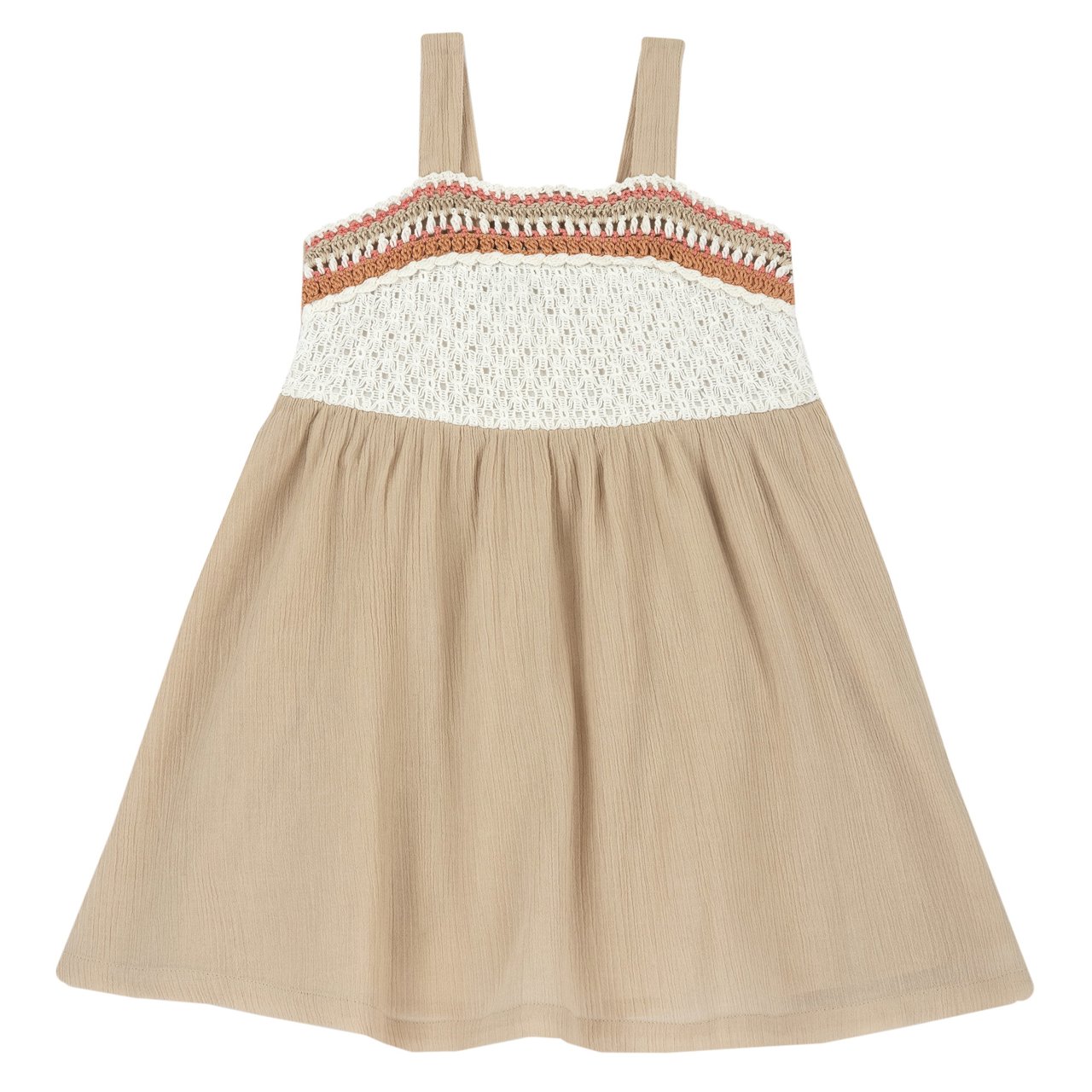 Kleid mit beigen Häkeldetails