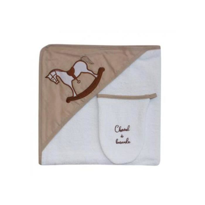 Sortie de bain + gant cheval à bascule les chatounets