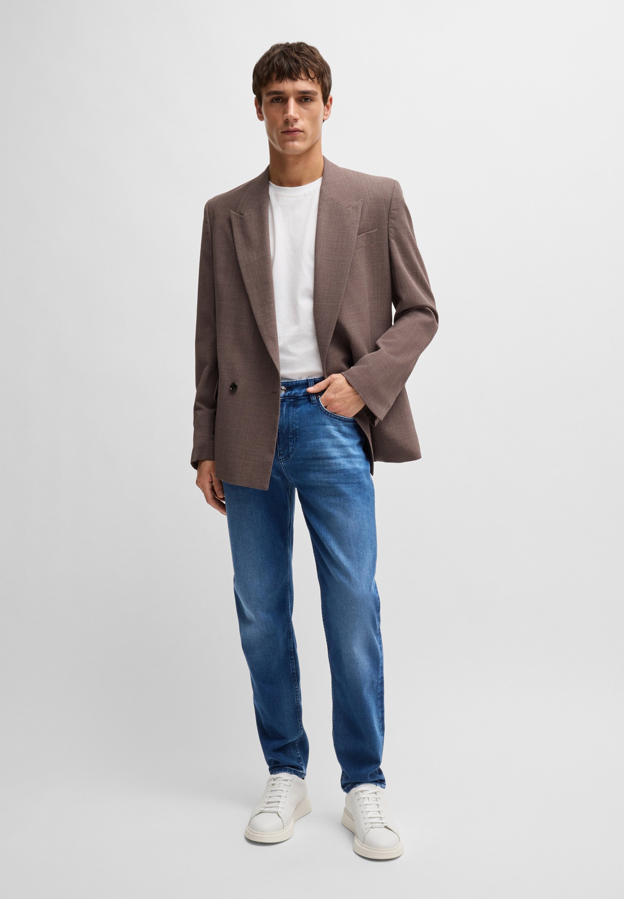 BOSS MAINE - Jean droit - bleu moyen
