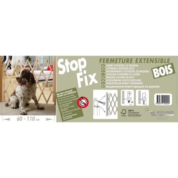 Barrière - NORDLINGER PRO - 72000 - Stopfix - Extensible - Bois - 60-110 cm - Pour chien