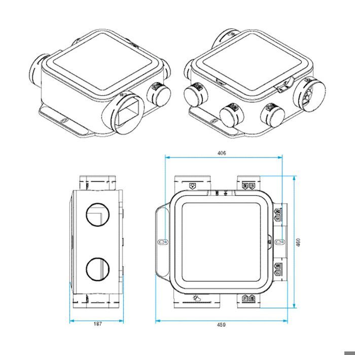 Easyhome Hygro Compact Classic VMC-Kit + Bahia Curve elektrische Lüftungsschlitze - Aldes