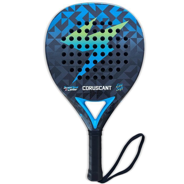 Racchetta da padel – CORUSCANT - Fibra di carbonio, superficie sabbiata - Schiuma EVA morbida - Controllo preciso e comfort - Forma rotonda - 360 g
