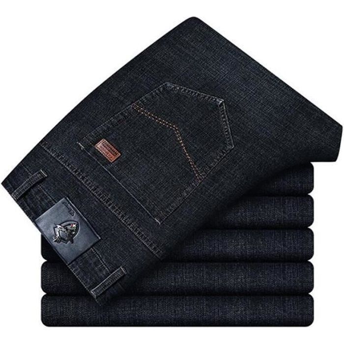 Rechte denim broek voor heren, herfst/winter, stretch, 5 zakken, gewassen effect