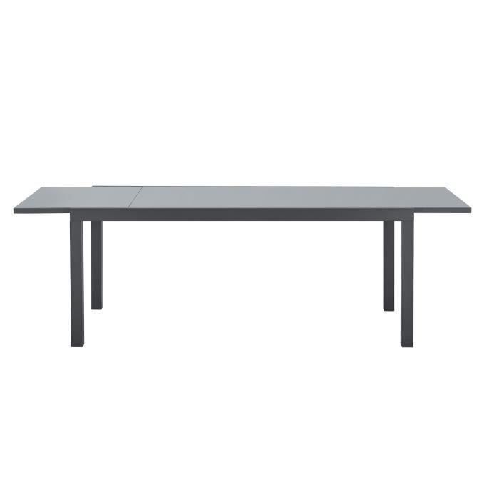 Ensemble repas de jardin 6 à 8 personnes : Table extensible 180-240 cm + 2 fauteuils + 6 chaises - Gris
