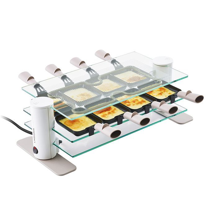 LAGRANGE Transparence Minéral Raclettegrill voor 8 personen - 1000W - Parelgrijs - Antiaanbaklaag