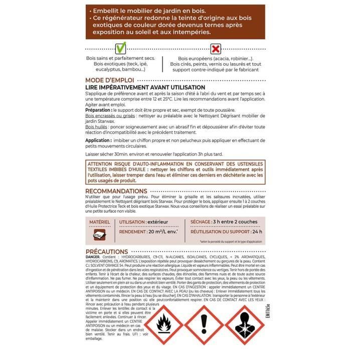 Régénérateur mobilier de jardin - spécial teck, bois exotique - 500 mL