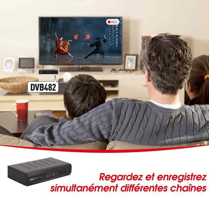 Decodificador y grabador de televisión digital terrestre (TDT) HD - Sintonizador dual - Full HD 1080p - Reproductor multimedia August - DVB482 -