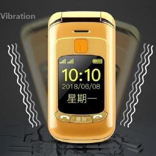 Teléfono plegable con botones grandes para personas mayores - Pantalla LCD doble - Timbre y volumen extra altos - Botón SOS