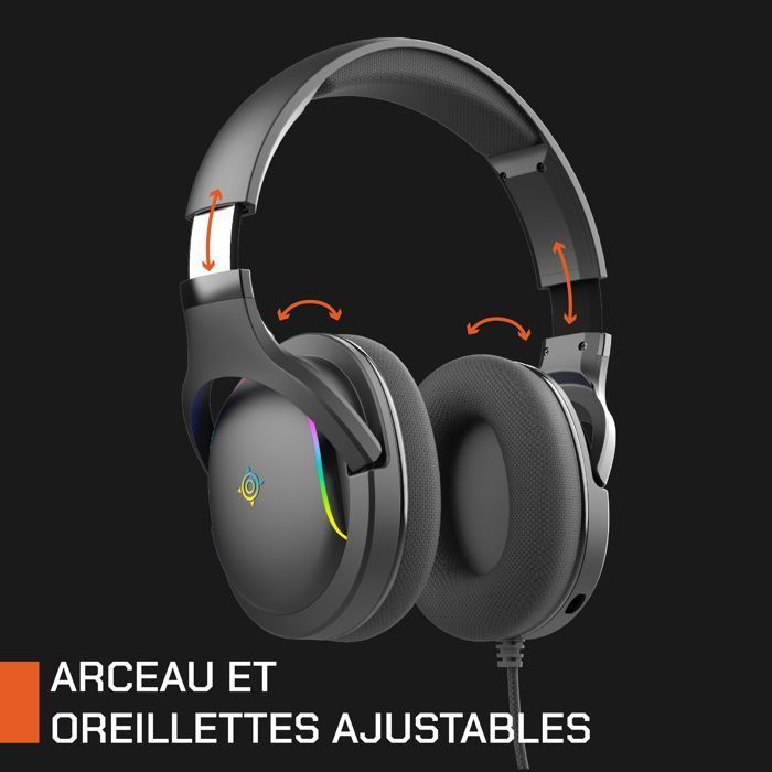 Wired gaming headset - NOVA GAMING - Borealis - Detachable microphone - RGB LED - Black
