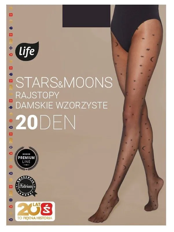 Life Rajstopy damskie Stars & Moons 20 Den Rozm. 2 Nero