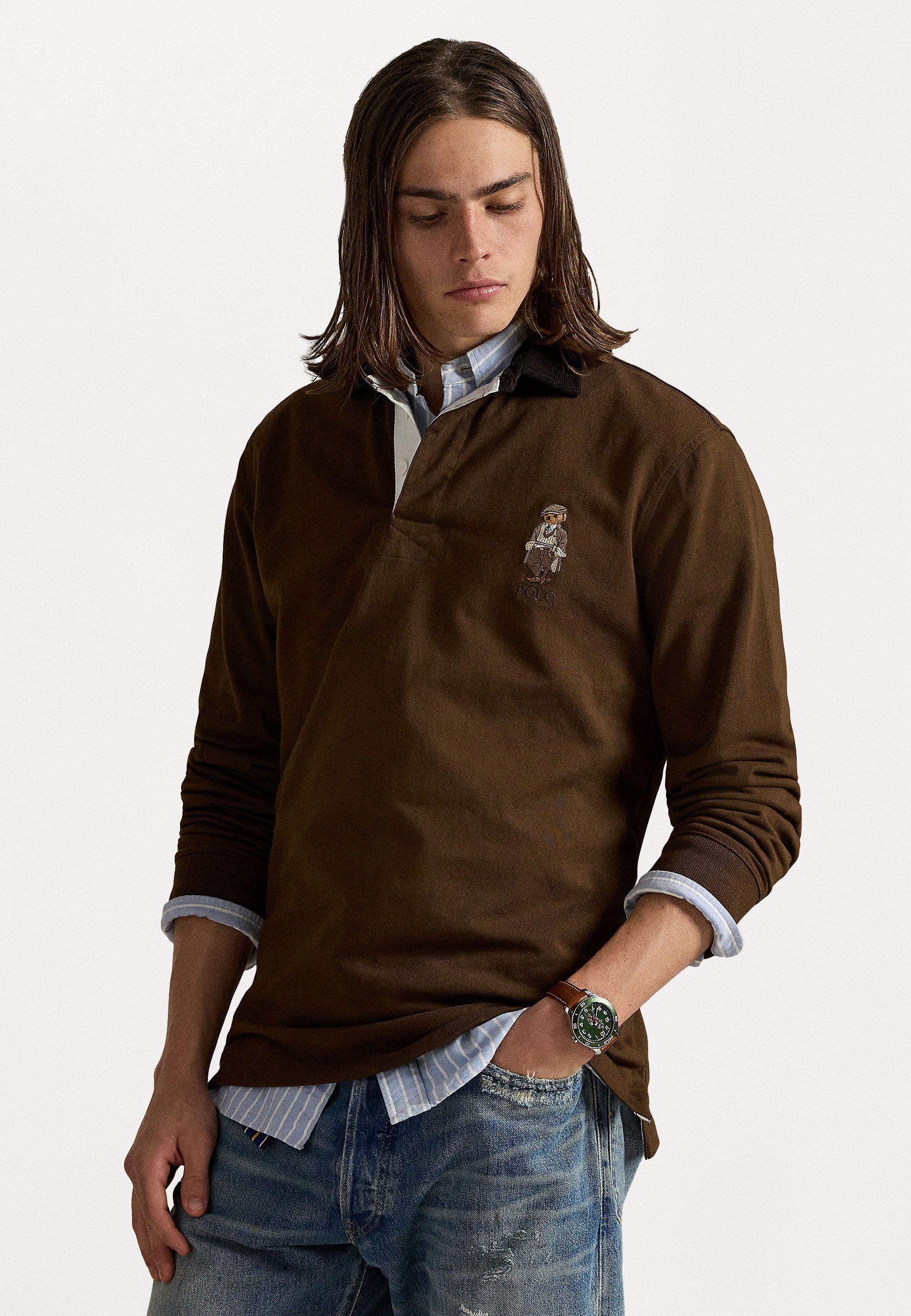 Polo Ralph Lauren CLASSIC FIT POLO BEAR RUGBY SHIRT - Polo shirt - branch brown