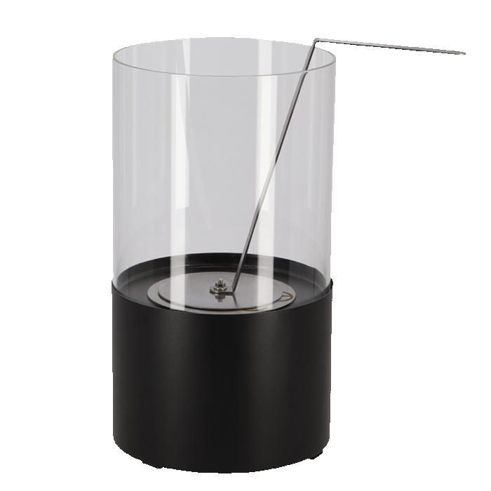 Brasero - FANCY FLAMES - Cheminée de table au bioéthanol ronde - Noir - D 16,4 cm - H 29 cm