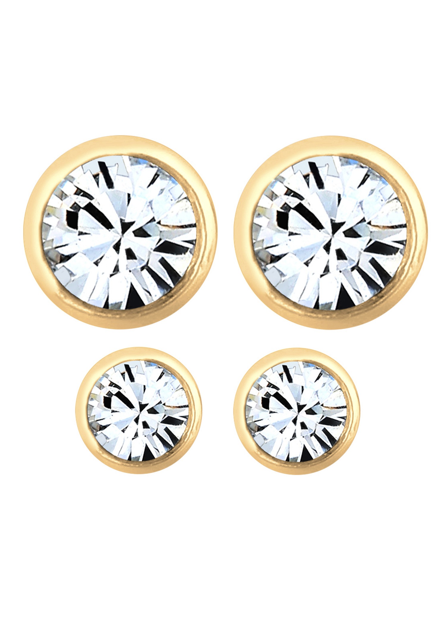 Elli Femmes clous d'oreilles Basique set de 2 avec cristal en argent sterling 925