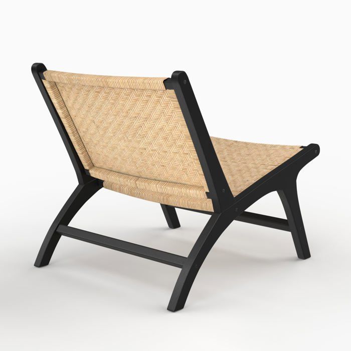 Sessel aus schwarzem Teakholz und Chevron-Rattangeflecht – Kilka – Rendez-Vous Déco